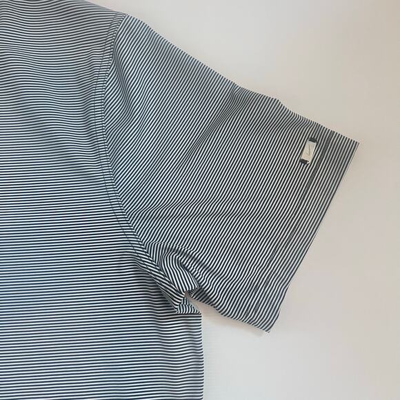 NIKE MENS DRY FIT MENS GOLF POLO SHORT SLEEVE SHIRT NAVY BLUE STRIPED SIZE LARGE - Picture 4 of 13